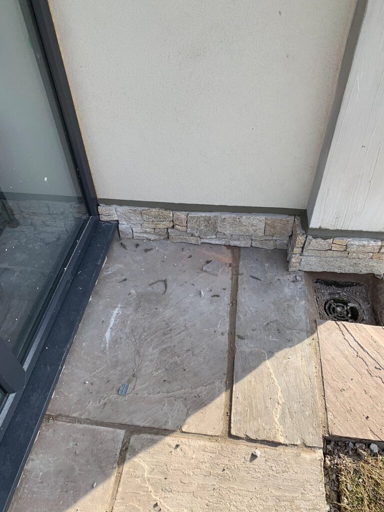 Corner of house with new exterior finish